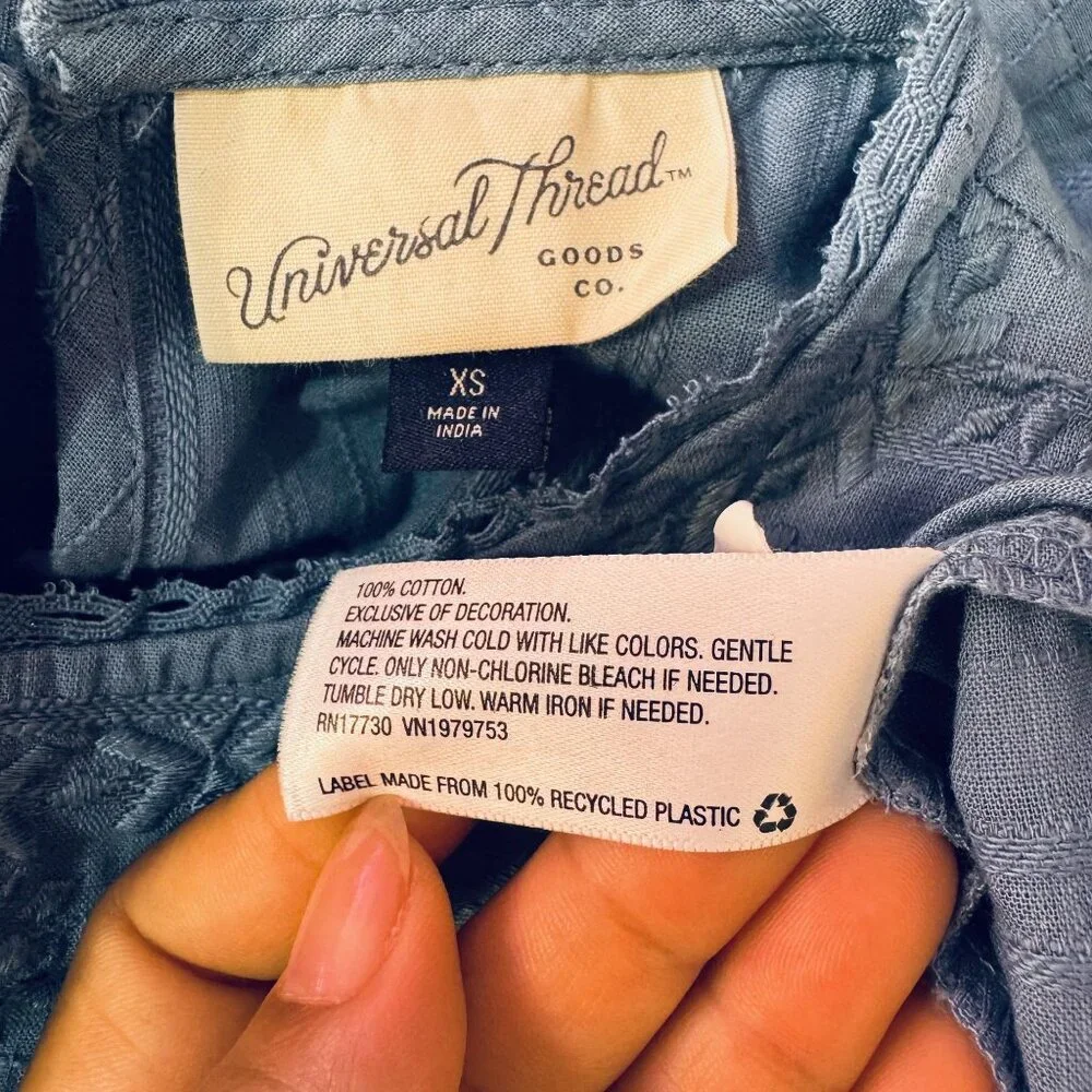 Universal Thread Women's Blue 100% Cotton Sleeveless Tiered Maxi Sundress XS - Picture 6 of 6